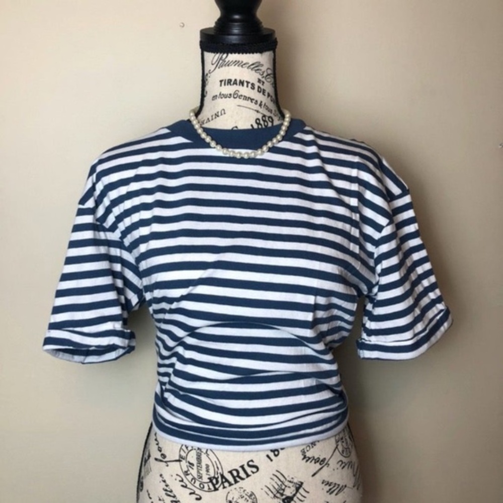 Wild Fable Striped Short Sleeve Crop Top NEW